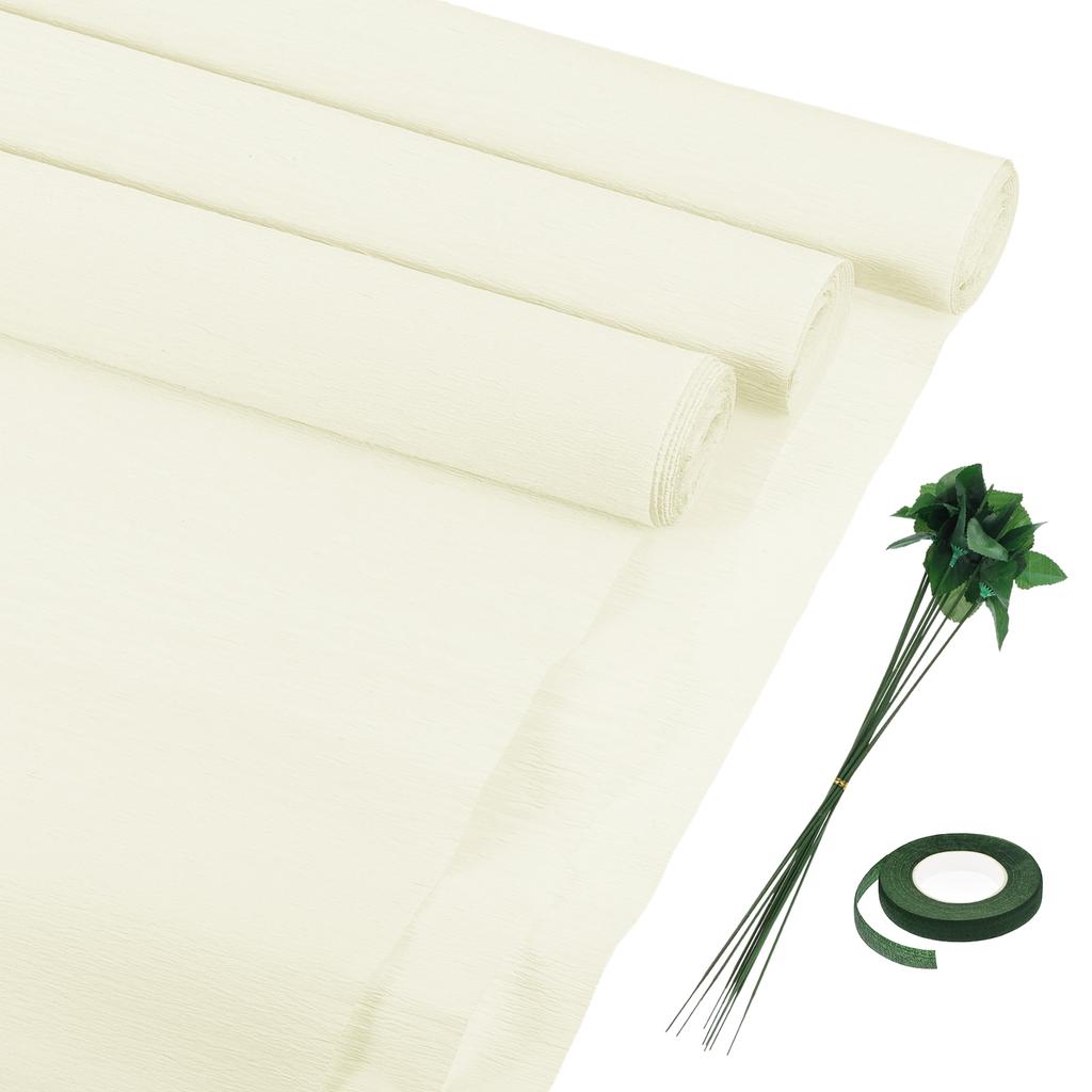 6 шт. рулонов крепированной бумаги с флористической проволокой и зеленой флористической лентой для свадебной церемонии, украшения различных крупных фестивалей