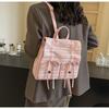 Sweet Cool Plaid Pink Backpack Women Preppy Style Bow Chic Ladies Hot Girls Cute Backpacks Aesthetic