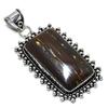 Tiger Eye Gemstone Handmade 925 Sterling Silver Jewelry Pendant 2.68" h7u81