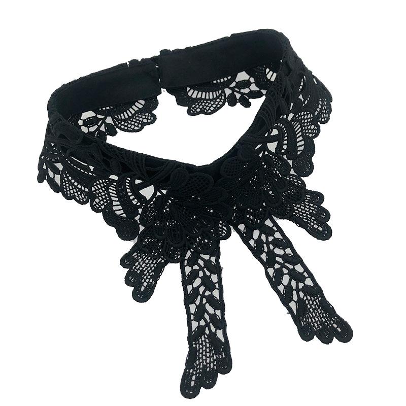 Vintage Embroidery Fake Collar For Women White Lace Hollow False Detachable Collar Lapel Shirt Tie Necklace Clothes Accessory