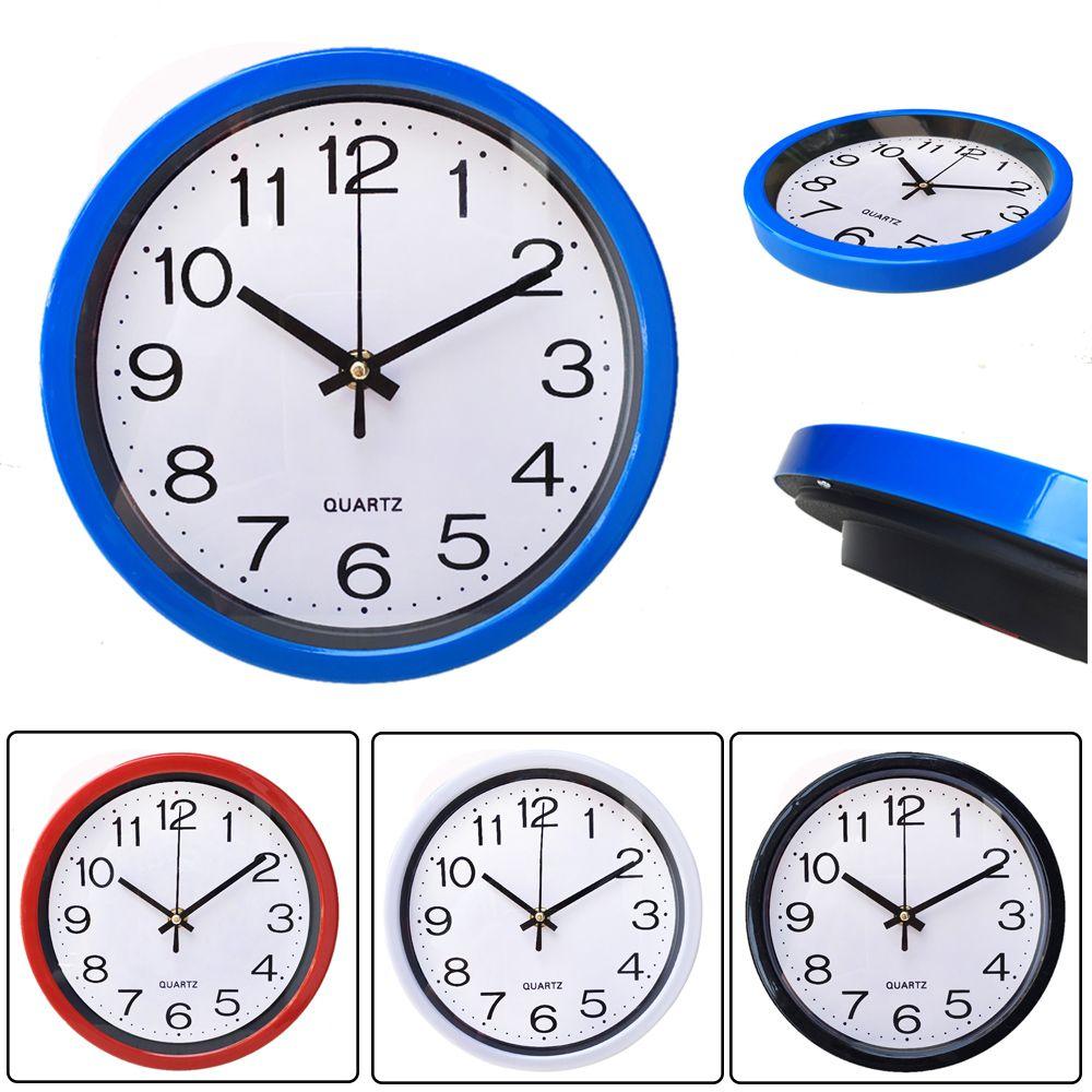 1 PC Round Bedroom Kitchen Silent Wall Clock Quartz Bell Sweep Second Movement