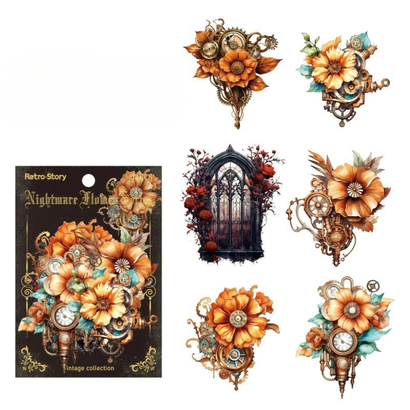 12 шт. набор декоративных наклеек серии Dark Night Flower, ретро-коллаж с розами, этикетка для скрапбукинга, дневник, альбом, журнал, планировщик
