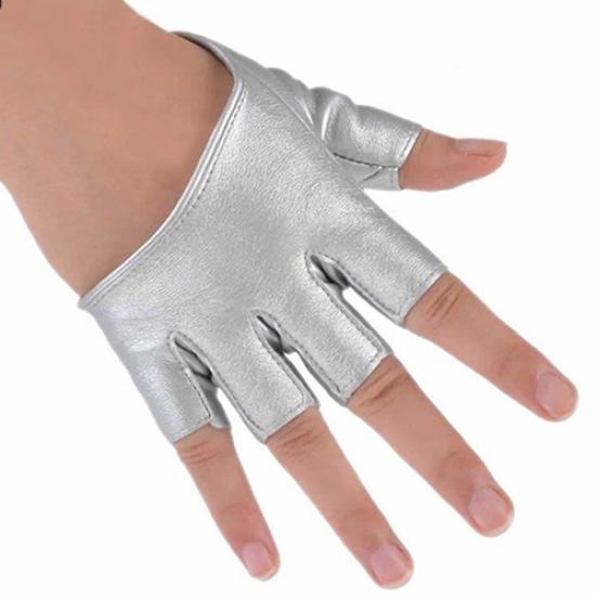 Lady Fashion Faux Leather Half Finger Gloves Driving Pole Dancing Show Gloves