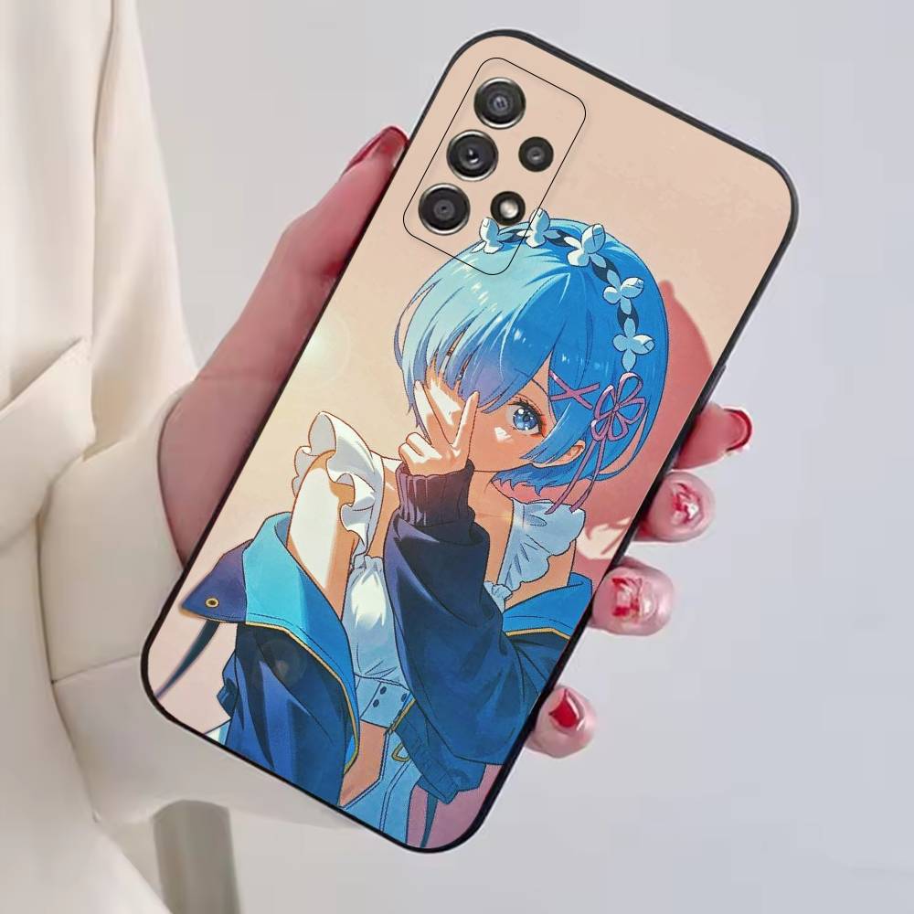 Чехол для телефона Rem Anime Girl Re Zero для Samsung S25, S24, S21, S22, S23, S30, Ultra, S20, Plus, Fe, Lite, Note, 10, Черный чехол