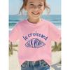 European sizes Casual Italian-style Croissant Print Girls' Short-Sleeve T-Shirt, Soft and Skin-friendly, Suitable for Summer Outings