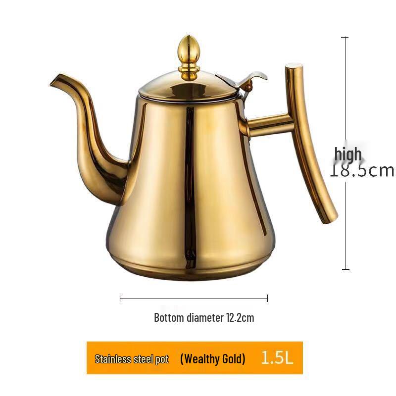 Stainless Steel European-Style Non-Magnetic Kettle Teapot with Filter – Universal for Household, Hotel, and Induction Cookers.