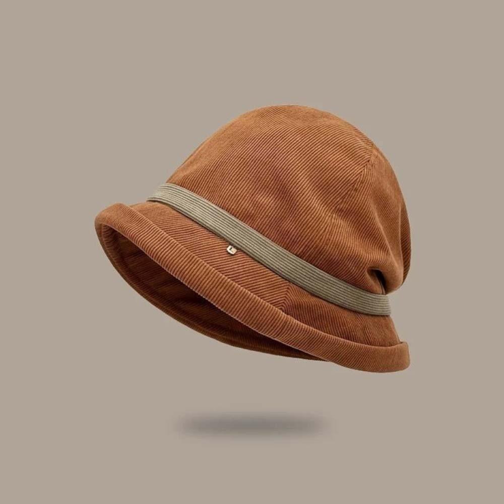 Temperament Corduroy Pullover Cap Solid Color Anti-cold Bucket Hat Winter Fisherman Hat  Daily