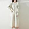 Women Sweater Dress 100% Wool O-neck Knit Long Pullover Winter Jumpers Wool Long Dress Female
