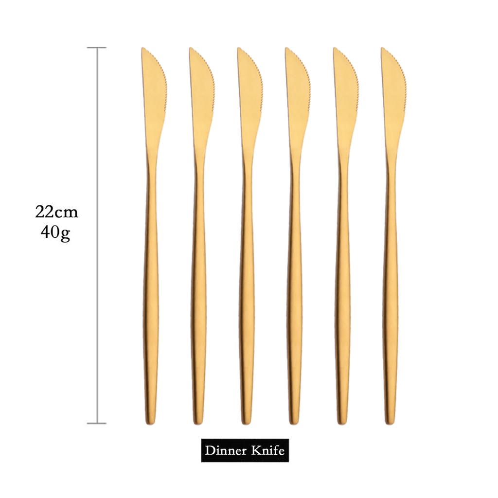 6pcs Gold Matte Cutlery Set Stainless Steel Dinnerware Flatware Kitchen Butter Knife Dessert Fork Spoon Set Silverware Tableware Set