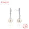 Линдон стерлингового серебра 925 пробы синтетический жемчуг серьги серьги-капли для женщин подарки на свадьбу
