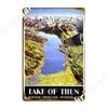 Lake Of Thun Switzerland Vintage Travel Poster Metal Sign Garage Club Decoration Wall Mural Mural Painting Tin Sign Posters