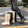Men's Fleece Lined Waterproof Rain Boots Mid Calf Non-Slip Lightweight Outdoor Work Kitchen Delivery ShoesRubber Work Boots