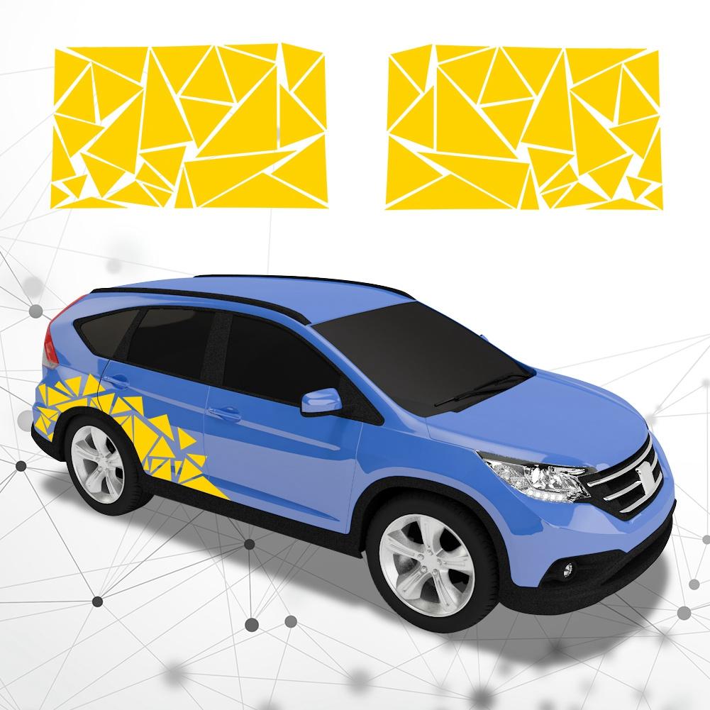 Наклейка с изображением треугольников хамелеона, боковые графические наклейки на кузов автомобиля, автомобильные наклейки на капот, крышка двери, виниловые наклейки из ПВХ для внешнего оформления 2 шт.