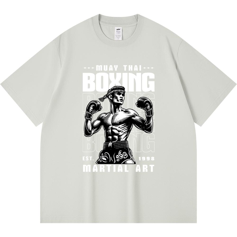 Футболка из 100% хлопка плотностью 230 г/м2 с принтом тайского бокса, забавная футболка из чесаного хлопка в стиле Харадзюку