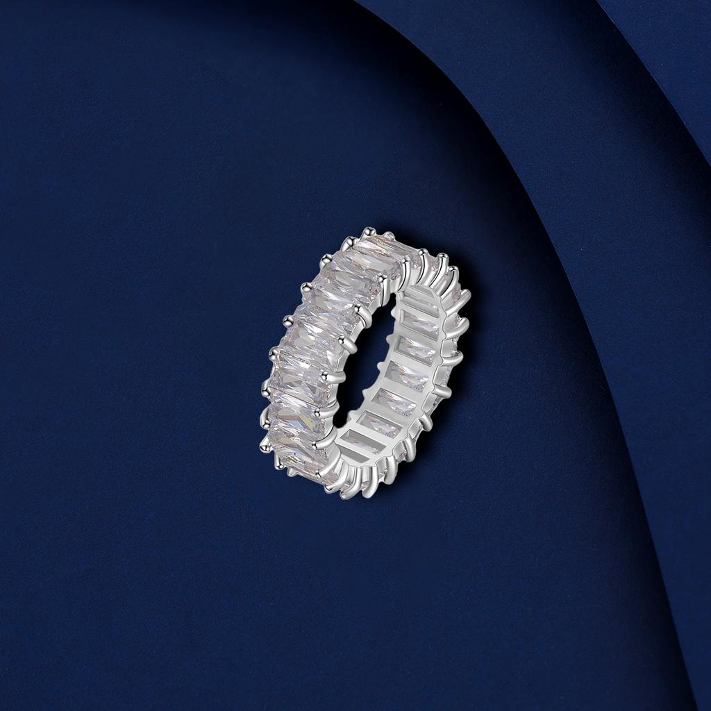 Fashion Rectangular Ring Hip-hop Colored Cubic Zirconia Universal Ring For Men And Women