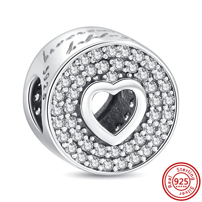 Медь 925 пробы Прозрачный циркон Снежинка Гербарий Крылья ангела и Сердце Сверкающие бусины Подходят для оригинального браслета Pantaro с шармами DIY Циркон