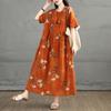 2025 Women Plus Size Summer Vintage Dress New Loose Short Sleeve Floral Printing Dress Basic Casual Dress