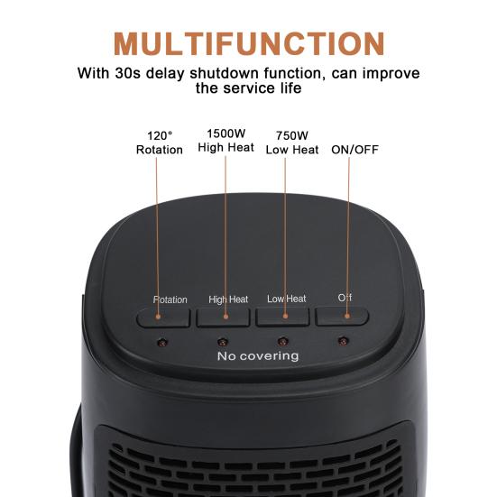Портативный обогреватель 1500 Вт, быстрый нагрев, 3 режима нагрева, домашний электрический керамический обогреватель для ванной комнаты, спальни, гостиной
