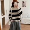 Lazy Wind Autumn and Winter Striped Pullover for Women's Autumn and Winter New Wear Loose Knitted Sweater for Women
