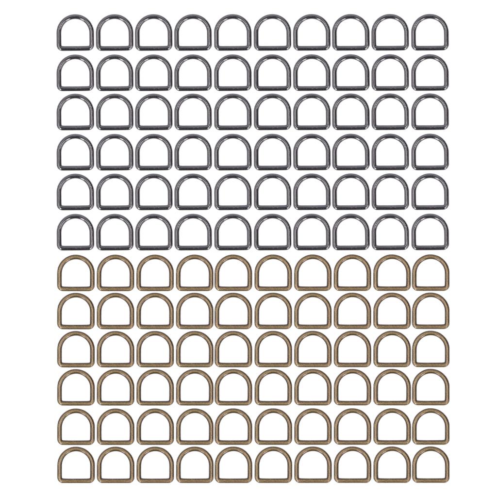 120 шт. Металлические D-образные кольца бронзового и серебристо-черного цвета, глянцевые, нержавеющие, металлические, маленькие D-образные кольца для одежды