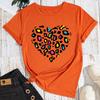 Heart Leopard Pattern Cotton T-Shirt Short Sleeve Round Neck Women 2d Print Tops
