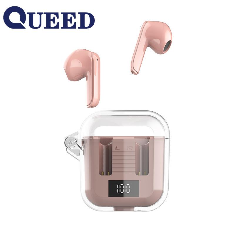 Transparent Shell Bluetooth Headset Semi-in-ear Digital Display Wireless Headset Sports Headset Long Battery Life