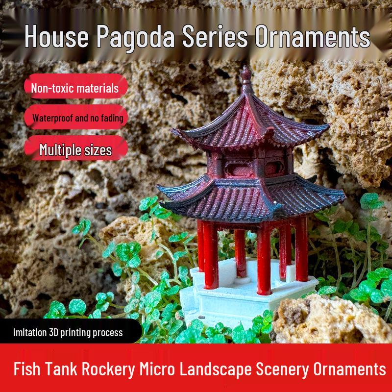 Ancient Architecture Bonsai Pavilion Ornament for Fish Tank and Aquaterrarium Landscaping