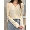 Temperament collar slack knitted sweater soft waxy sweater autumn and winter casual simple button long sleeve women's bottoming top