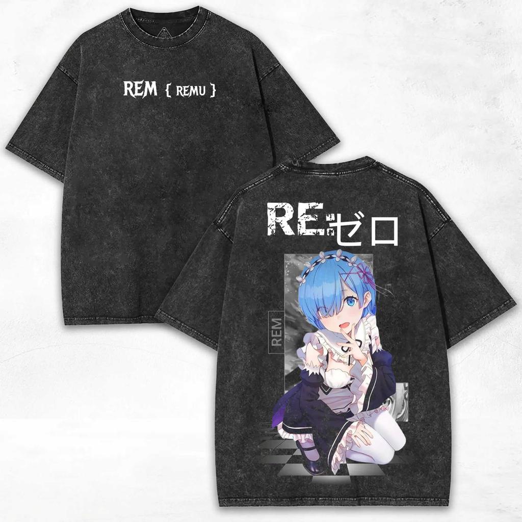 2026 Горячая Распродажа Рем из Re:ZERO Аниме Печатная Футболка для Мужчин Женщин Одежда Харадзюку Y2k Стиранная Оверсайз Футболка Летняя С Коротким Рукавом Хлопковые Футболки Топы