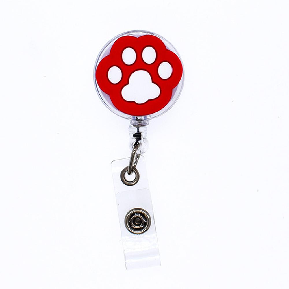 PVC Students Doctors Nurse Retractable Badge Holder Cartoon Cat Paw ID Card Holder Name Card Holder
