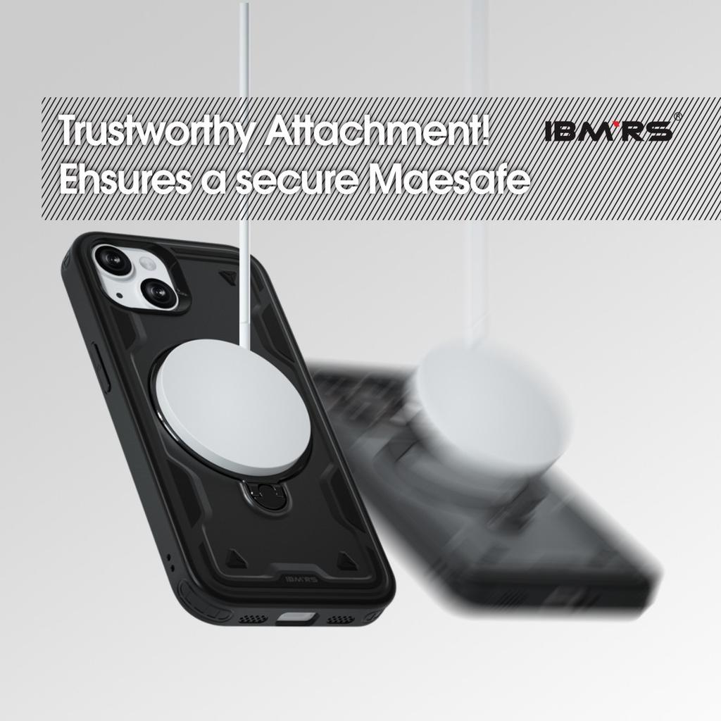 Чехол IBMRS для iPhone 15 с магнитом, подставкой и шнурком | Противоударный чехол, совместимый с Magsafe | Противоскользящая ручка для автомобиля/путешествий