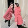 Зимняя верхняя одежда для детей среднего и большого размера, куртка для девочек с меховым воротником, сохраняющая тепло, пальто принцессы с капюшоном на молнии, верхняя одежда для девочек, детская одежда