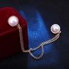 For Men Girl Double Chain Double Layer Women Brooches Korean Pin Pearl Collar Pin Collar Brooch