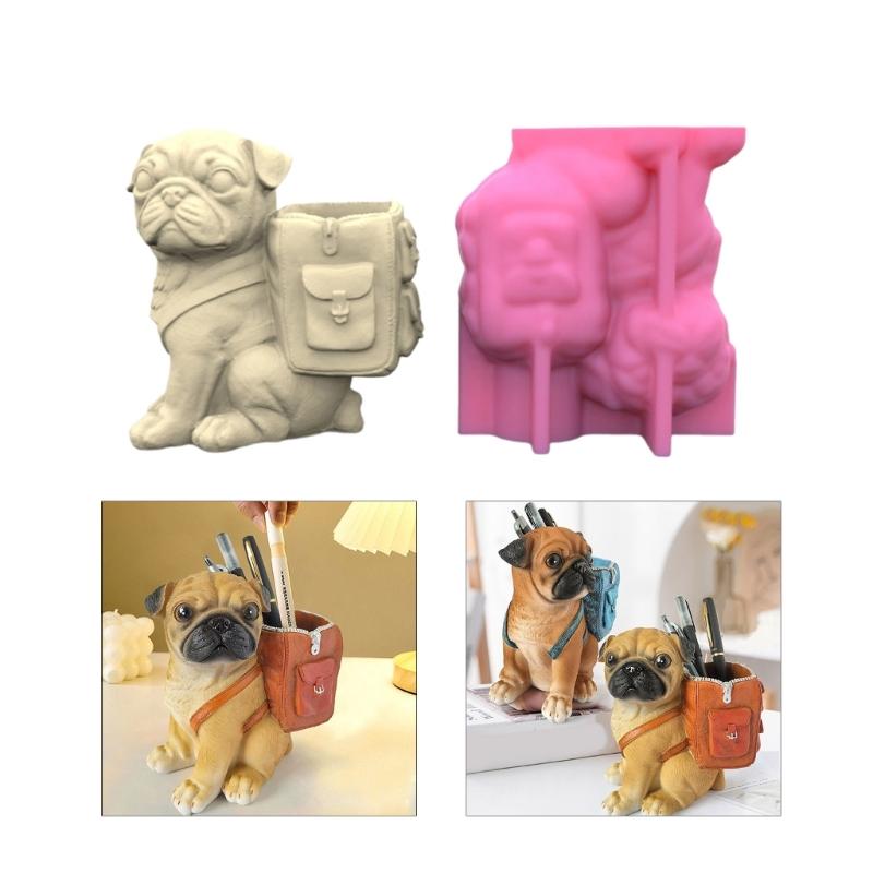 Уникальная силиконовая форма, 3D формы для цветов, милые формы для держателей ручек в форме мопса для сочных и держателей ручек
