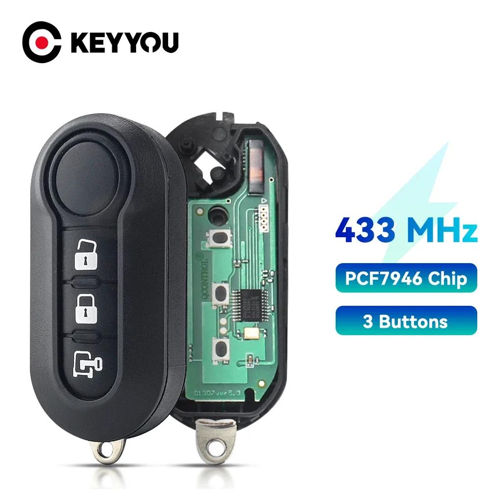 KEYYOU 433.92Mhz ID46 Chip Car Remote Key For Fiat MPV Bravo/Ducato 500 Doblo Qubo Grande Punto Citroen Jumper Peugeot Boxer