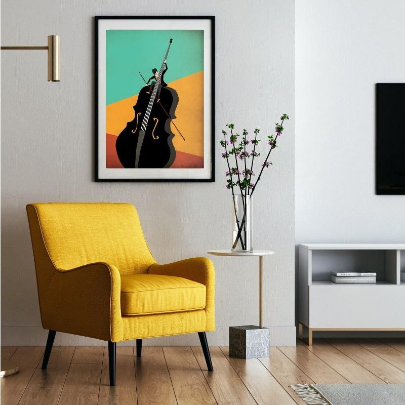 Mid Century Colorful Jazz Music Poster Instrument Player Trumpet Saxophone Canvas Painting Wall Art for Living Room Home Decor