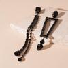 Dark Style Rhinestone Tassel Silver Earrings: Elegant Asymmetric Geometric Design for Women