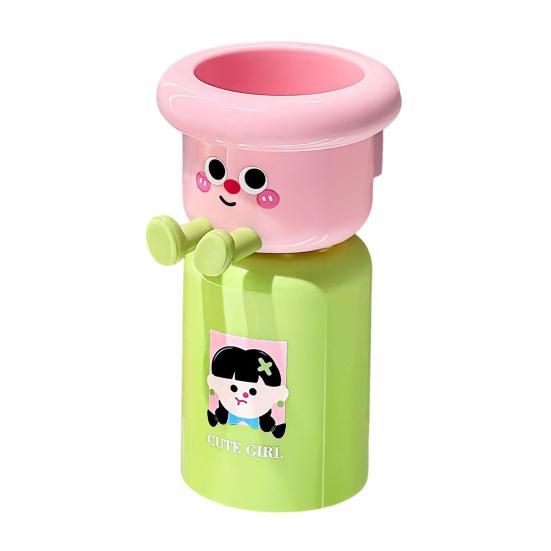 Cartoon Toothbrush Cup Holder Wall Mounted Storage Rack Space Saving Magnetic Upside Down Mouthwash Cups No-Drill Bathroom Organizer