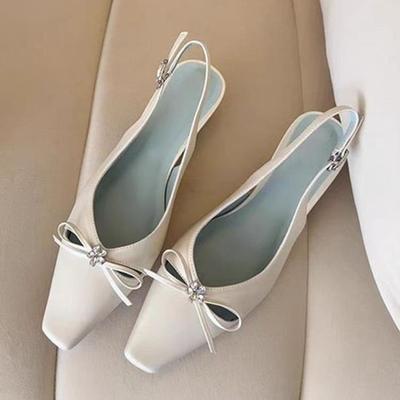 Босоножки Baotou с бантом Женские 2025 Лето Новинка Нишевый дизайн Houkong Универсальные босоножки Мэри Джейн с квадратным носком