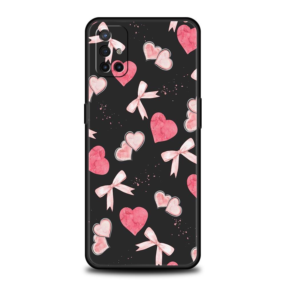 Милый розовый чехол-бантик в форме сердца для OnePlus 13 12 11 10 9 8 7T Pro 13R 12R 10R 9RT 8T Nord N200 N30 2T CE 2 3 5G Lite Мягкий чехол