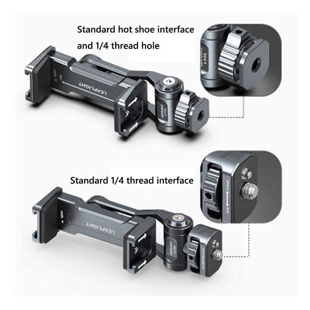 LEAPLIGHT Camera Hot Shoe Phone Holder Monitor Tripod Adapter w 1/4 NATO/Cold Shoe for iPhone 16 15 14 13 12 Samsung Mic Light 7
