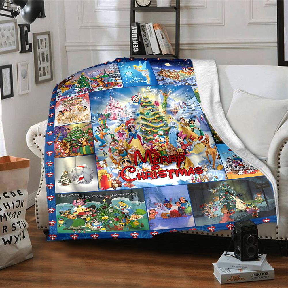 Christmas Disney Characters Blanket Soft Throw Blanket For Home Bedroom Bed Sofa Travel Office Solid Christmas Blanket