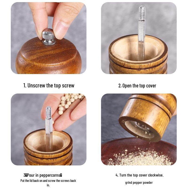Антикварная дубовая мельница для перца: Ручной инструмент для перца горошком, соли и приправ.