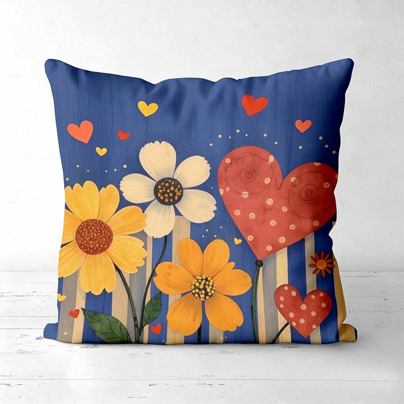 Colorful Floral Heart Patterned Decorative Cushion Covers Polyester pillowcase, sofa decorative cushion cov Headboard Pillow