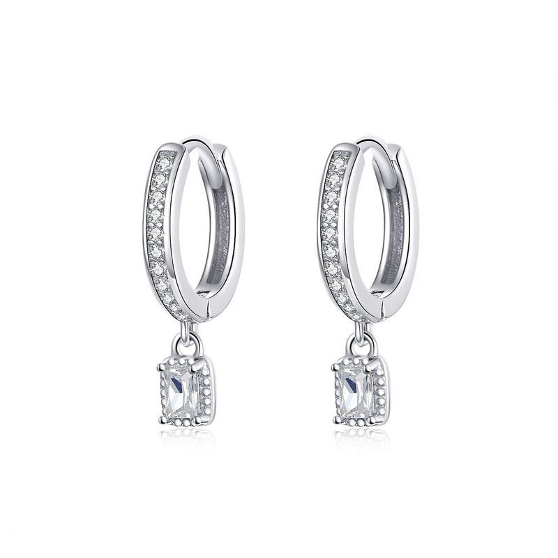 S925 Sterling Silver Simple Zircon Love Earrings Fashionable Versatile Shining Ear Buckle Spot