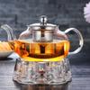 Heat-resistant Glass Teapot with Stainless Steel Filter Baskets for Milk Juice Beverage Hot Drinkware Borosilicate Glass Teapot