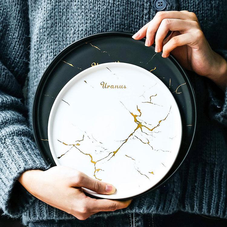 Nordic Style Marble Disc Tableware Ceramic Plate Steak Plate Salad Plate Kitchen Supplies