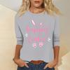 Women's Fashion Casual Seven Sleeve Valentine's Day Printed Pullover Top