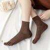 Women Spring Autumn Five Finger Socks Retro Solid Color Lace Striped Split Toe Comfortable Sock