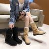 Мода 2024 Новые Весна Осень Пряжка Женские Ботильоны Мода Квадратный Низкий Каблук Повседневные Короткие Ботильоны Женские Слипоны